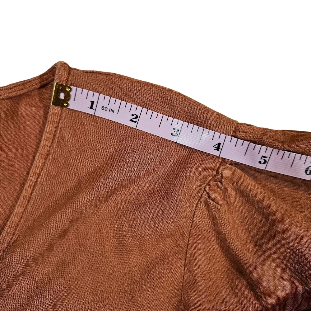 Young Fabulous&Broke Linen Blend Cropped Knot Front Miranda Top, Orange, Small - Picture 14 of 15